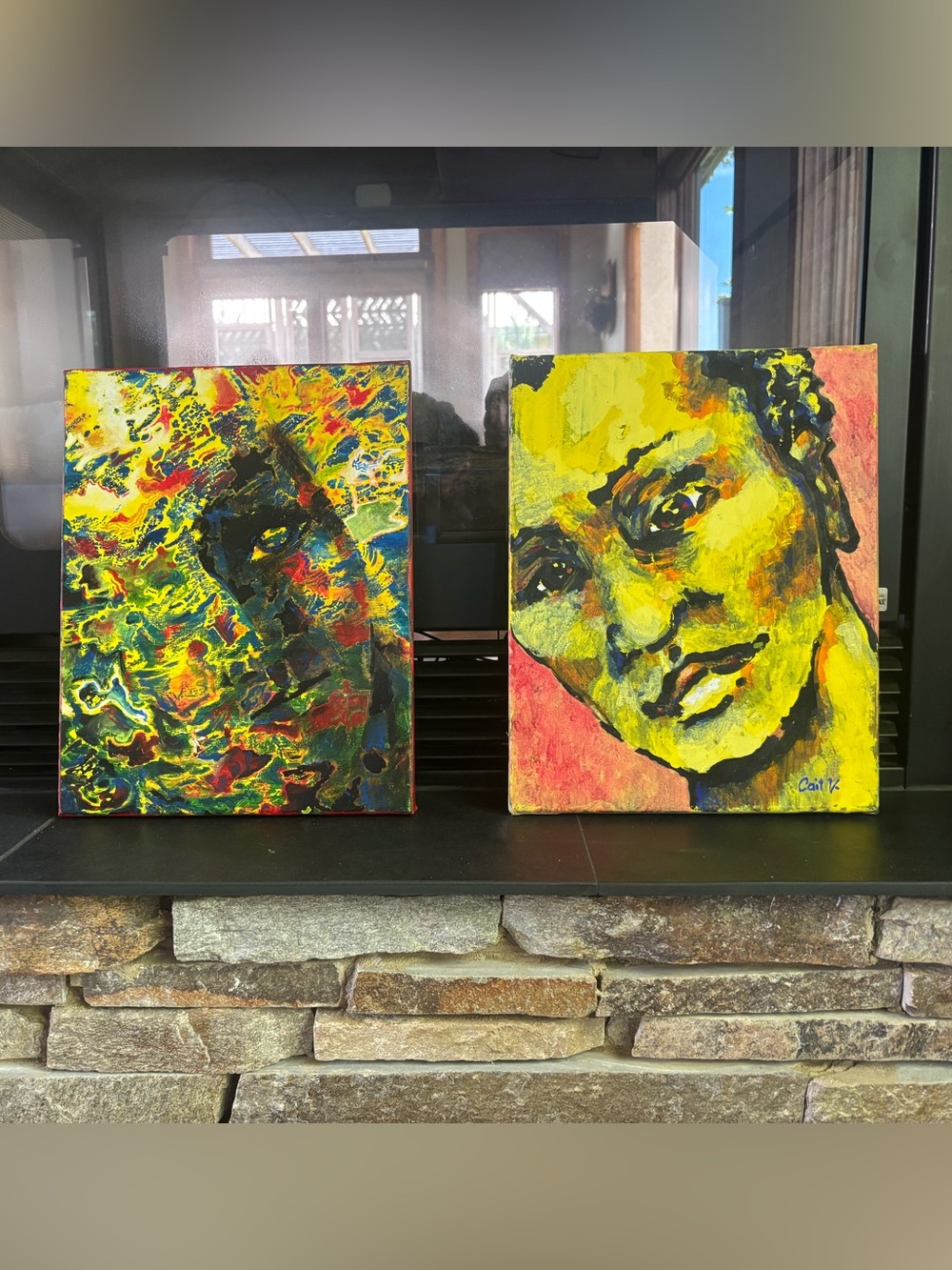 2 locally-made Painted Canvases by artist -Unique, EUC